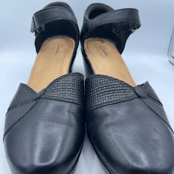 CLARK’s Collection Emily Daisy black leather strappy pump 10 - Picture 2 of 12
